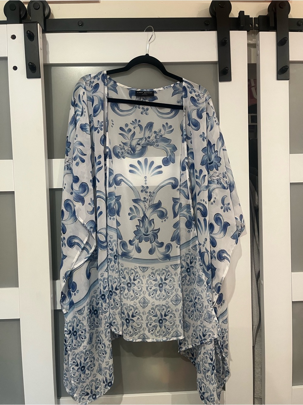 Lane Bryant Blue Floral Sheer Kimono